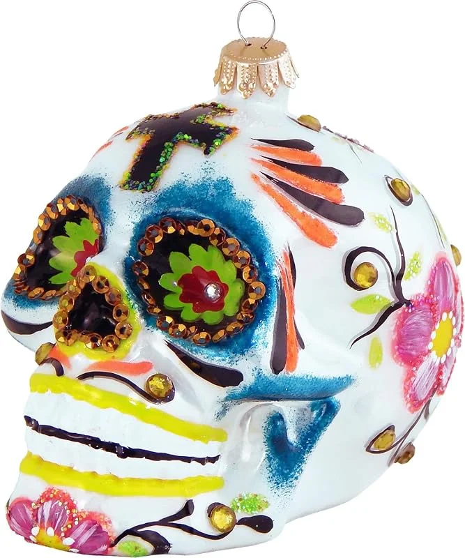 Krebs Glas Lauscha - Decoración navideña de cristal para árbol de Navidad, diseño de calavera, tamaño: 10 cm aprox — Decoracion Navidad