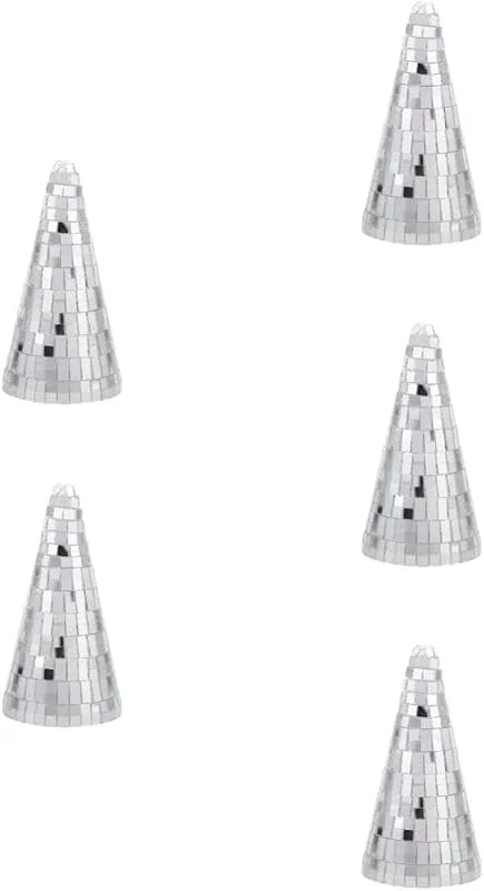 PRETYZOOM 5 Piezas Decoración Navideña Cónica de Vidrio y Espuma, Plata — Decoracion Navidad