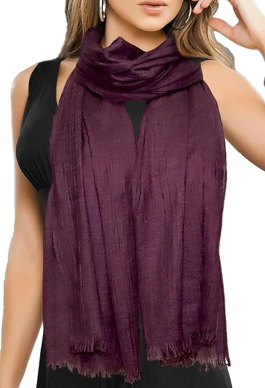 Wealish Women Scarf Lightweight Large Long Gauze Summer Shawl Linen Beach Wrap Plain 75”×43” — Ropa Navidad