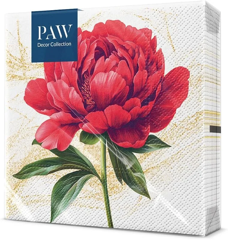 Visita la tienda de PAW Decor Collection PAW Servilletas 33 x 33 cm, 20 uds - Estudio De Flores Escarlatas — Adviento y mesa