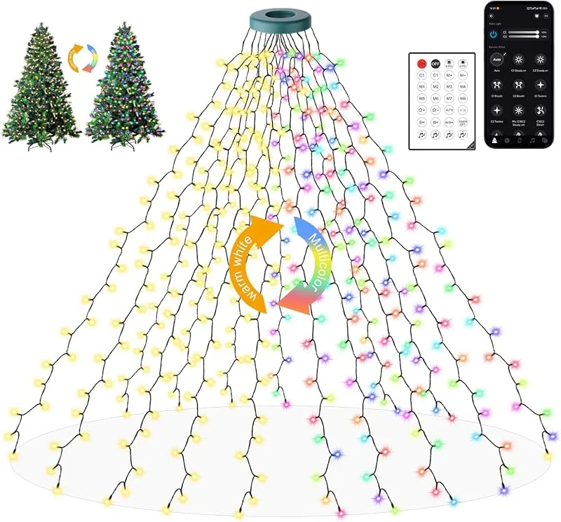 Visita la tienda de Aourow 400 LEDs Luces Arbol Navidad de Interior y Exterior, RGB y Blanco Cálido — Luces Navidad