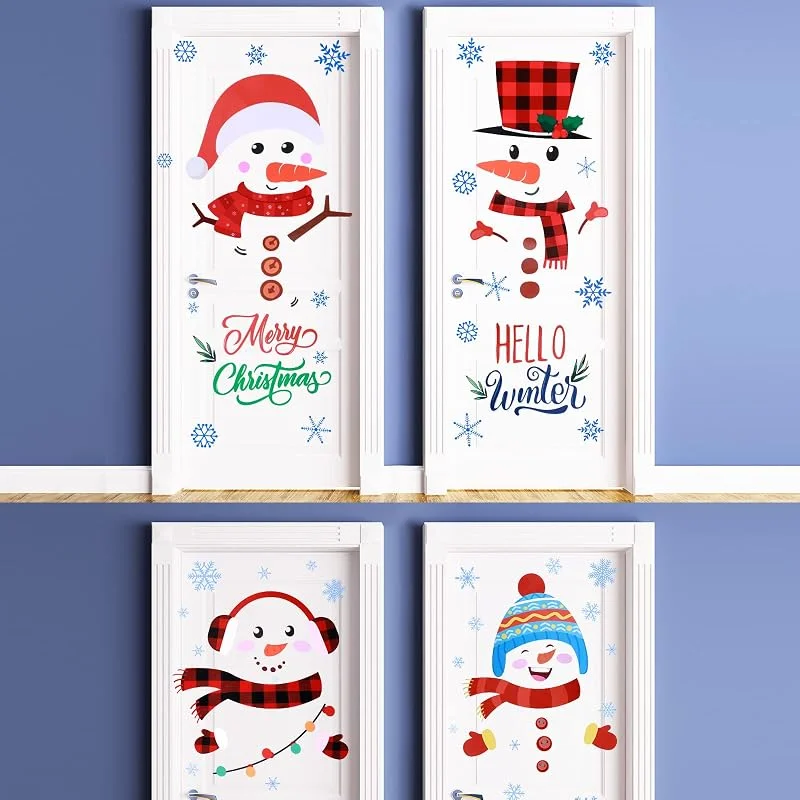 Nezyo Pegatinas Puerta de Navidad 10 Hojas Muñeco de Nieve Grande — Envoltorio regalo