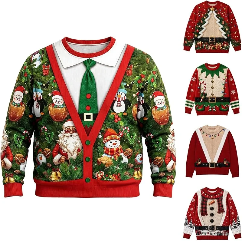 Generic Suéteres navideños divertidos con estampado de Papá Noel para mujer — Ropa Navidad