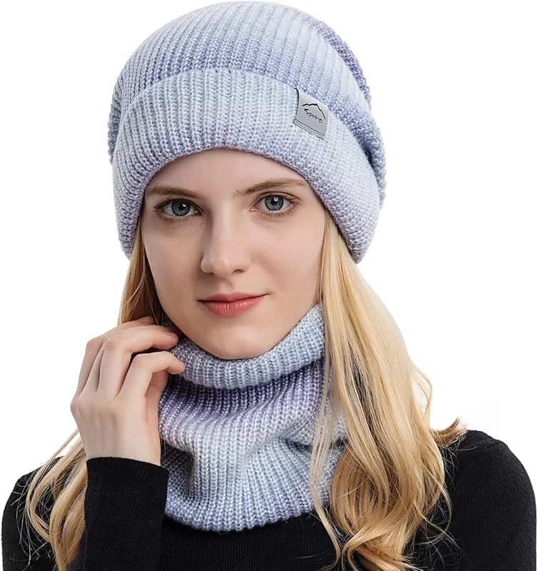 TAGVO Conjunto Set de Bufanda y Gorro de Punto Calentar Beanie Sombrero Gorras y Bufanda de Suave Invierno para Mujer Corriendo Bicicleta Excursionismo Deportes — Ropa Navidad