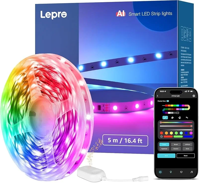 Visita la tienda de Lepro Lepro S1 AI Tira LED 5M MagicColor Fonciona con Alexa y Google Assistant — Luces Navidad
