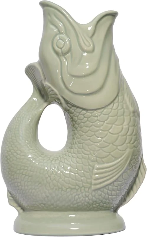 Gluggle Jug The Original Gluggle Jug - Jarra de agua con forma de pez, tamaño XL, 1, 2 L, hecha a mano, diseño británico icónico desde la década de 1870, jarrón, decantador, apta para lavavajillas, fabricada en — Vino y mesa festiva
