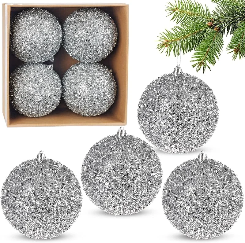 Visita la tienda de BRUBAKER BRUBAKER Bolas de Navidad con purpurina, juego de 4 bolas para árbol de — Decoracion Navidad