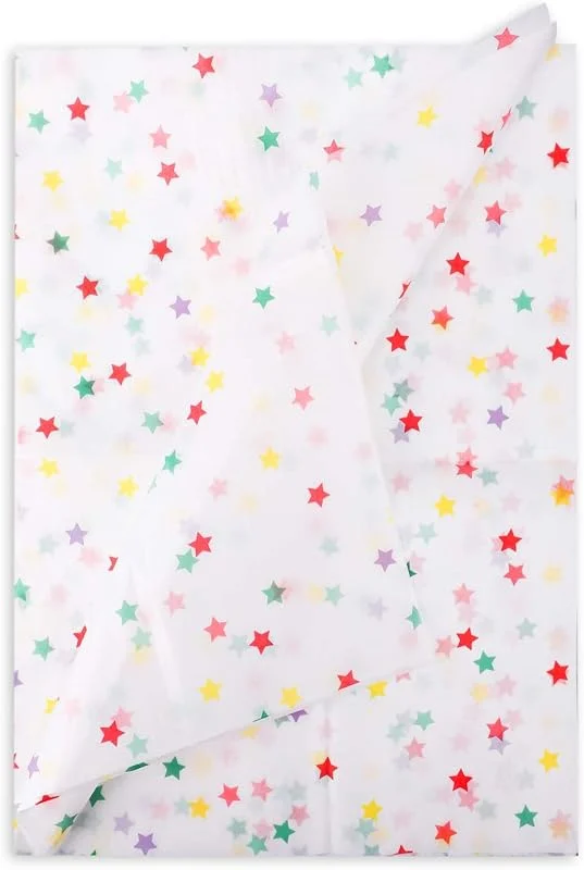 XIHIRCD 30 Hojas Papel de Seda Estrella, 50 x 70 cm Papel Seda Regalo Papel de Regalo con Patrón Estrella Colorido Papel de Seda Decorativo para Navidad, Boda, Fiesta de Cumpleaños, Manualidades — Envoltorio regalo