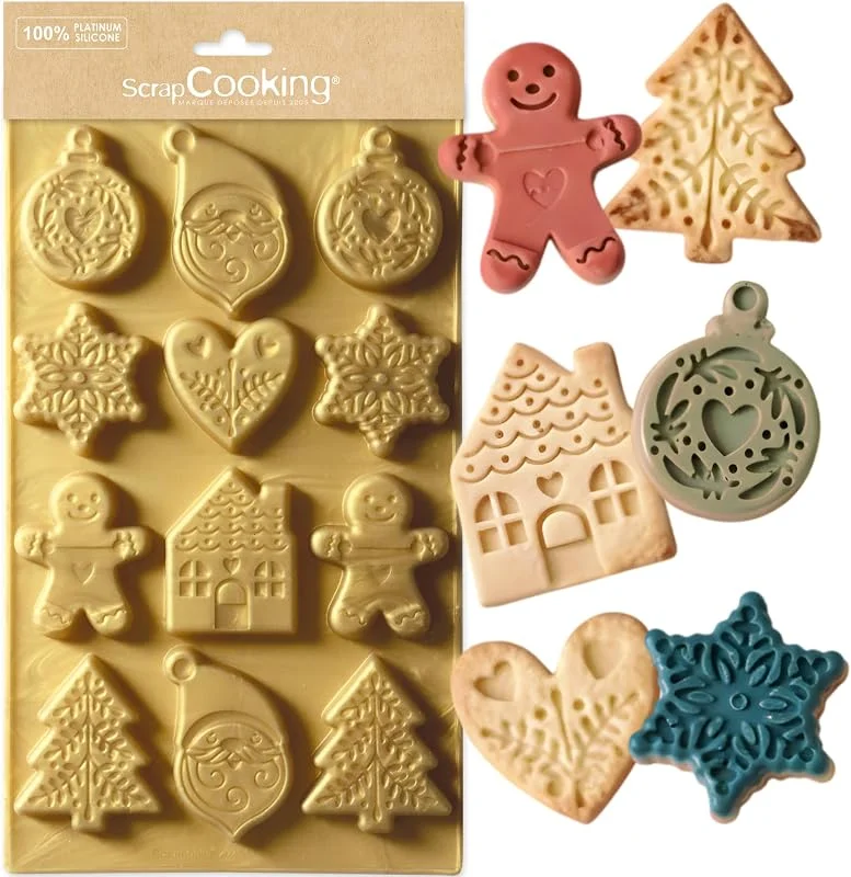Scrapcooking 2987 - Molde de silicona para galletas de Navidad, diseño de Gingerman, Papá Noel, estrella — Hogar y cocina