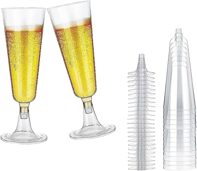 ACONDE 20 copas de champán de plástico, 150 ml, de plástico, reutilizables, para fiestas, bodas — Vino y mesa festiva
