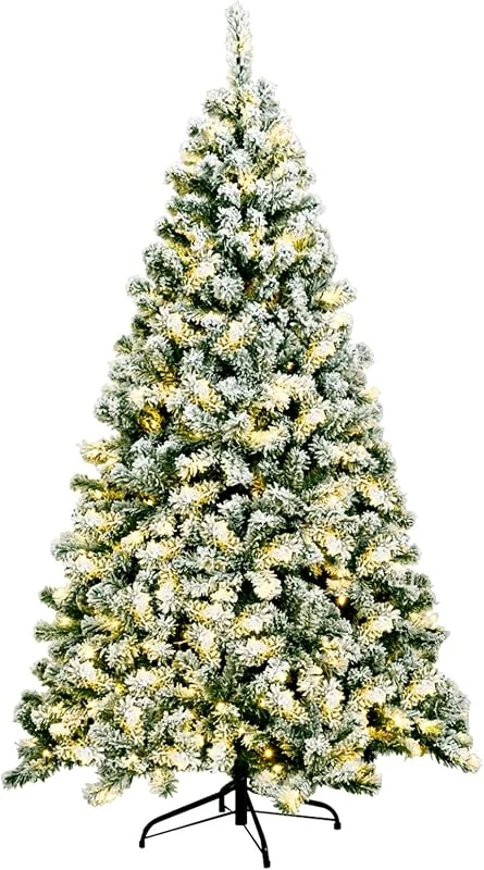 Visita la tienda de COSTWAY COSTWAY Árbol de Navidad Nevado con Luces 180cm, 250 LED Blanco Cálido — Decoracion Navidad
