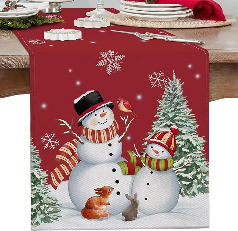 Helweet Camino de Mesa de Navidad, Christmas Party Decorations, Camino de Mesa de Lino Navidad, Manteles Decorativos, Adecuado para Decorar Mesa de Comedor, Dormitorio, Escritorio, 33 x 183cm — Hogar y cocina