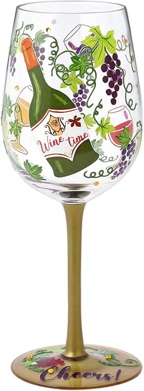 Visita la tienda de NymphFable NymphFable Copa de Vino Colores Pintada a Mano Vides Verdes Uvas Moradas Copas de Cóctel Regalo de Vino 15 oz — Vino y mesa festiva