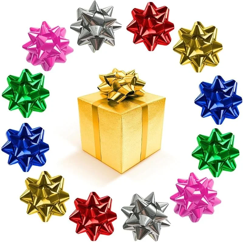 LUYANFX 24 Lazo Regalo Navidad, 2.5cm Lazo de Regalo Autoadhesivos, Lazos de Regalos Colores para Paquetes, Mini Lazos de Cinta Decorativos para Regalos Embalaje, Fiesta, Cumpleaños, Navidad (B) — Envoltorio regalo
