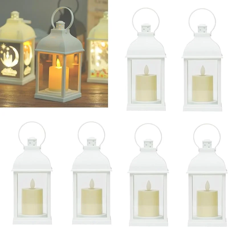 Ysislybin Juego de 6 Faroles Candelabros Decorativos, Farolillos Exterior Decorativos Velas Estilo Vintage Soportes Colgantes Vela para Sala Fiestas Eventos y Mesa Acción de Gracias Navidad Jardín y Patio — Cena a la luz de velas