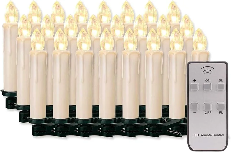 Forever Speed 20, 30, 40, 50, 60 pcs LED Velas Luces de Hada Inalámbrico Regulable Velas de Navidad sin llama para el árbol de Navidad, Decoración de Navidad, Boda, Cumpleaños, Fiesta (cubierta blanca lechosa, 20pcs) — Luces Navidad