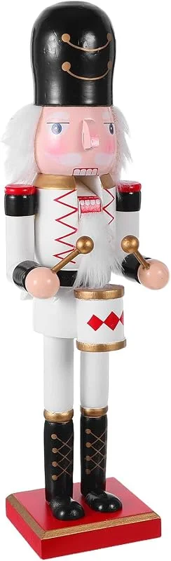 PRETYZOOM Figura de Cascanueces Blanco de Madera, Adorno Navideño Clásico — Decoracion Navidad