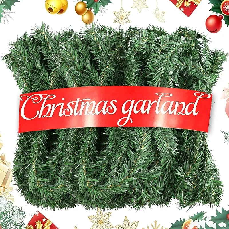 JOFONY Guirnalda de Navidad 33M verde, guirnalda de abeto artificial con hojas, ideal como guirnalda de abeto para árbol de Navidad, repisa de chimenea, escalera y puerta y decoración navideña — Decoracion Navidad