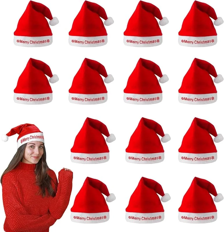 HOOPOE 15 gorros de Papá Noel para adultos, divertidos gorros de Navidad, 40 x 28 cm, gorro de Papá Noel, gorro de Navidad para adultos para fiestas de Navidad, HS-73 — Ropa Navidad