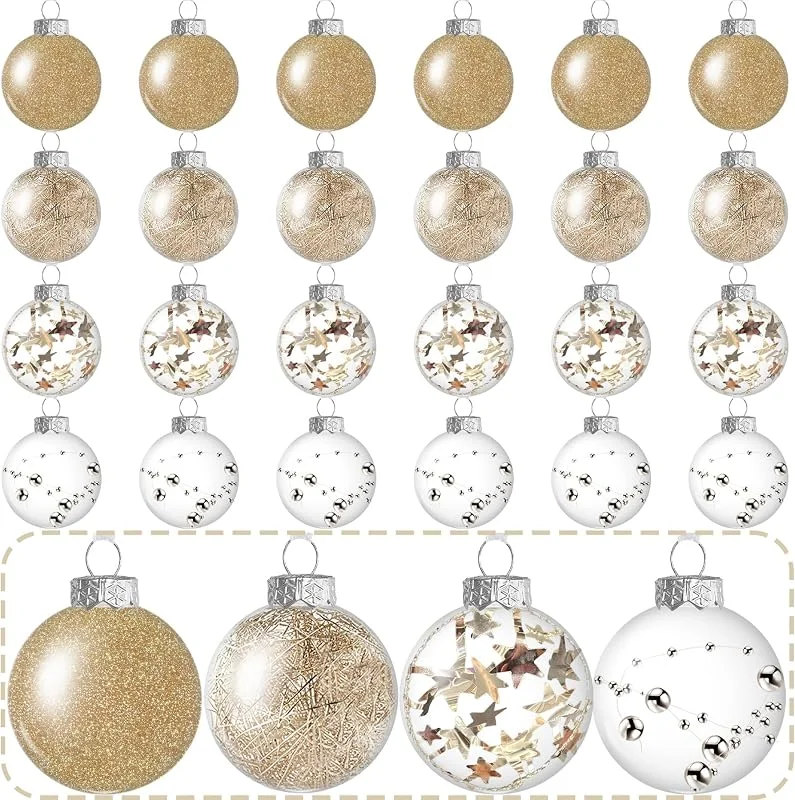 YeahBoom 24PCS Bolas de Navidad Transparentes, 6cm Diametro Bola Plastico, Bolas Rellenables Bolas, Manualidades Esferas Navideñas, Bola de Decoración Navideña, Decoraciones de Navidad — Decoracion Navidad