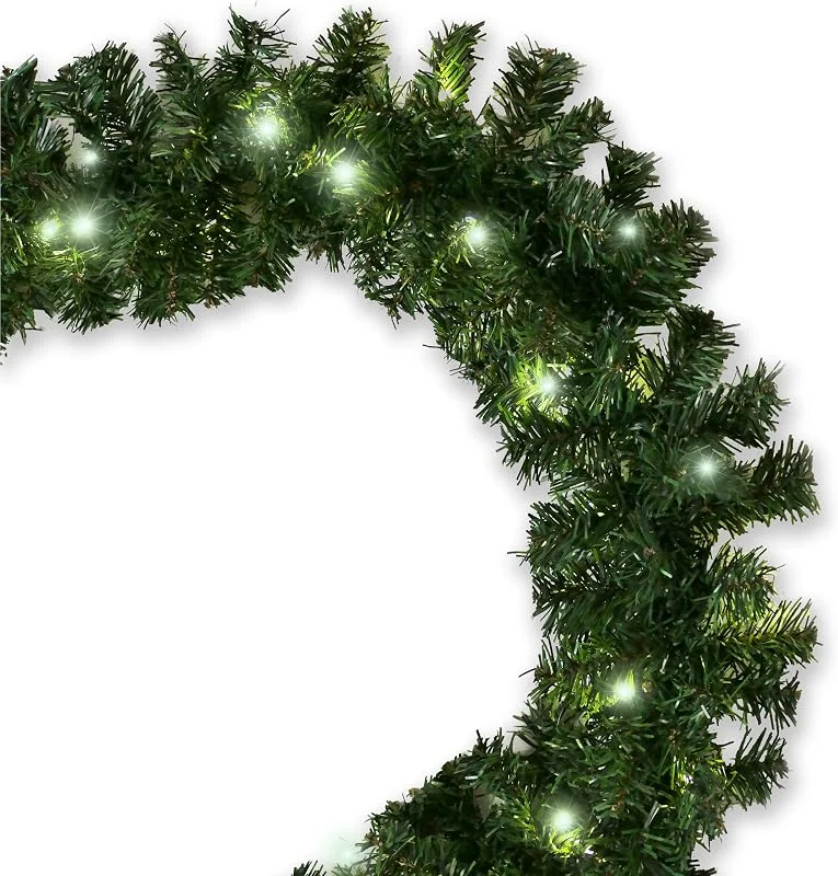 GARTENPIRAT guirnalda artificial abeto 5 m - 80 LED blanco frío Timer — Decoracion Navidad
