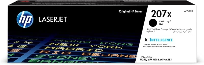 HP 207X W2210X, Negro, Cartucho Tóner de Alta Capacidad Original, de 3.150 páginas, para impresoras HP Color LaserJet Pro MFP M282nw, MFP M283fdn, MFP M283fdw, M255dw y M255nw — Vino y mesa festiva