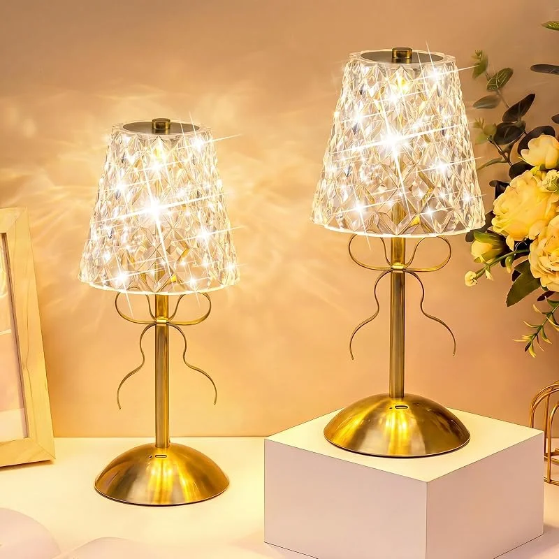 Liliful 2 lámparas de mesa inalámbricas LED táctiles, doradas — Cena a la luz de velas