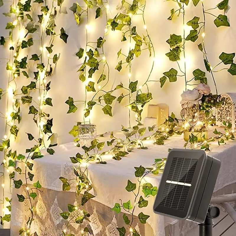 Visita la tienda de Bigzom Bigzom Luz Solar Exterior Jardin 12M Luces Solares Exterior 120 LED Hiedra Artificial hadas 8 Modos De Iluminación Hiedra Falsa Impermeable — Luces Navidad