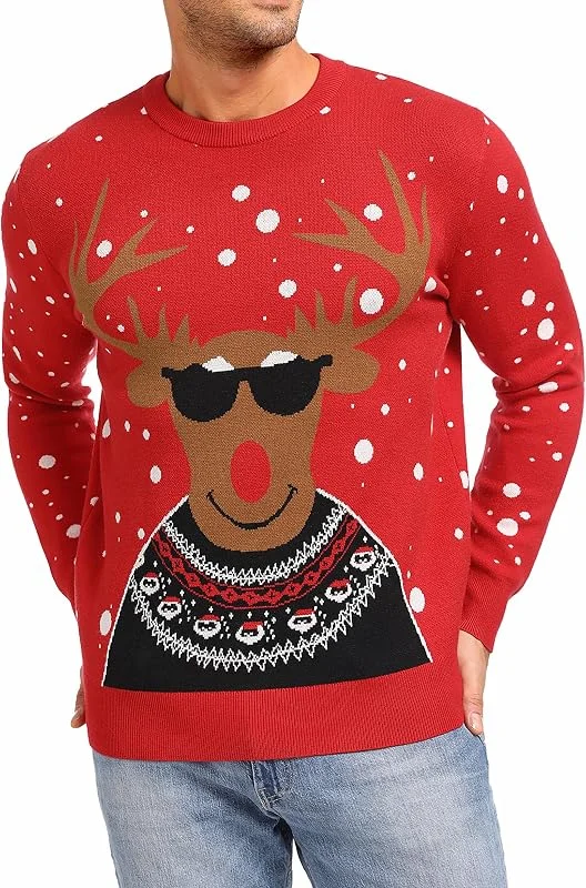 Visita la tienda de Jahetuul Jersey Navidad Hombre de Punto con Motivo Reno — Ropa Navidad