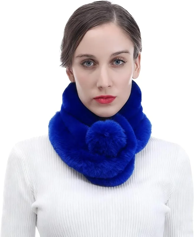Lina & Lily Bufanda Cuello Unisexo Invierno con Pompón de Pelo Sintético — Ropa Navidad