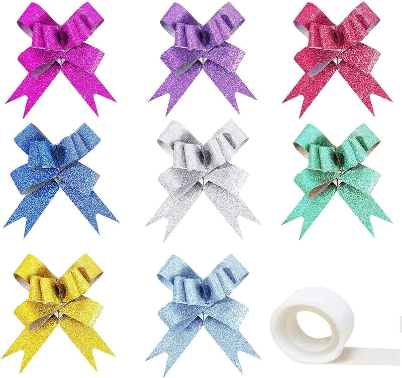 Woohome 80 Pz Lazos Regalos Grandes y 1 Rollo de Puntos de Pegamento, Woohome Lazos de Cinta de Regalo Ideal para Navidad, Bodas, Fiestas, Decoración Del Día de San Valentín y Envoltura de Regalos de — Envoltorio regalo