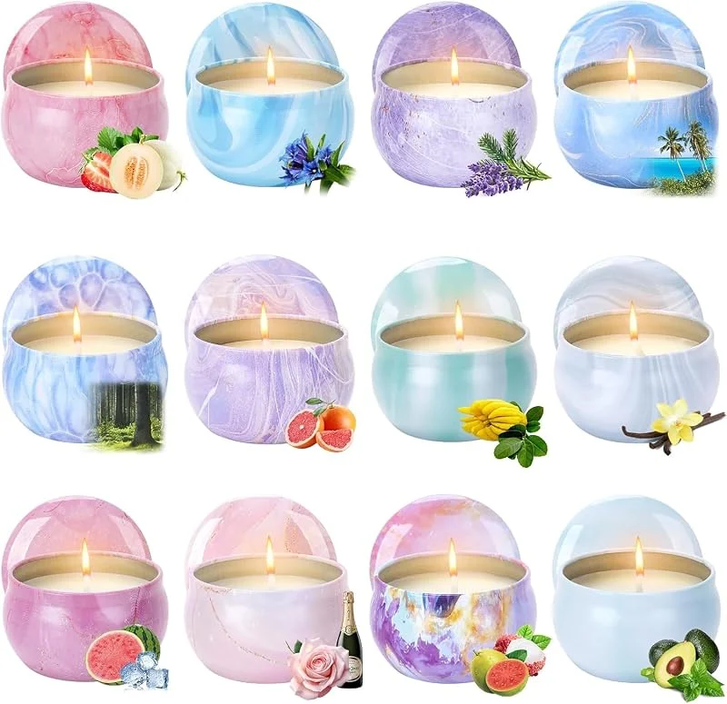 Bszatan Set de Regalo de Velas Aromáticas, 12 Piezas de Velas Perfumadas para el Hogar, 300 Horas de Duración con Cera de Soja, Set de Velas de Aromaterapia, Regalo de Cumpleaños para Mujeres — Cena a la luz de velas