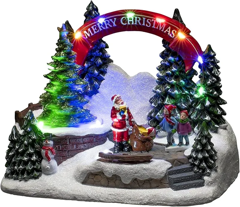 Konstsmide Escena LED de Navidad con música, funciona con pilas o USB, interior, cable negro, poliresina de PVC, resina, multicolor — Decoracion Navidad