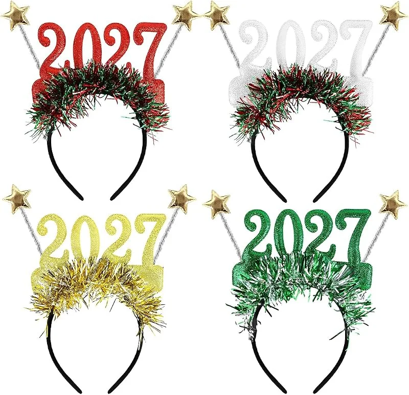 YKTOZU 4 Diademas Navidad, 2026, Fiesta, Rojo, Plata, Verde, Oro — Ropa Navidad