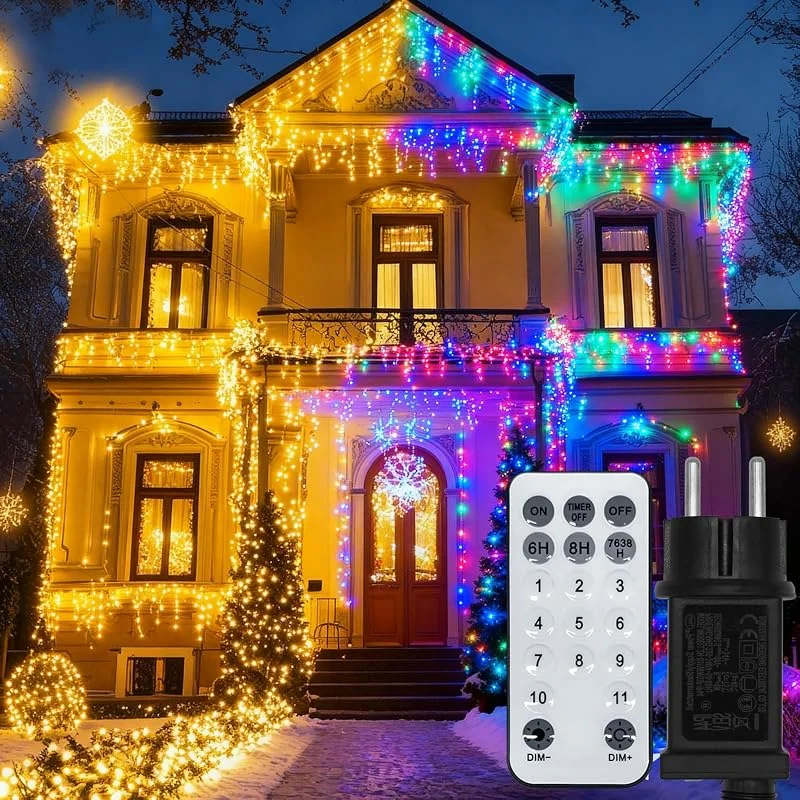 Visita la tienda de BESCOST Cortina Luces Navidad Exterior 10M, 400 LED Guirnalda Luces de Cascada Prolongable, Función de Memoria, 11 Modos, 3 Temporizadores, Decoración para Navidad, Fiesta, Boda, Jardín, Balcón, Ventana