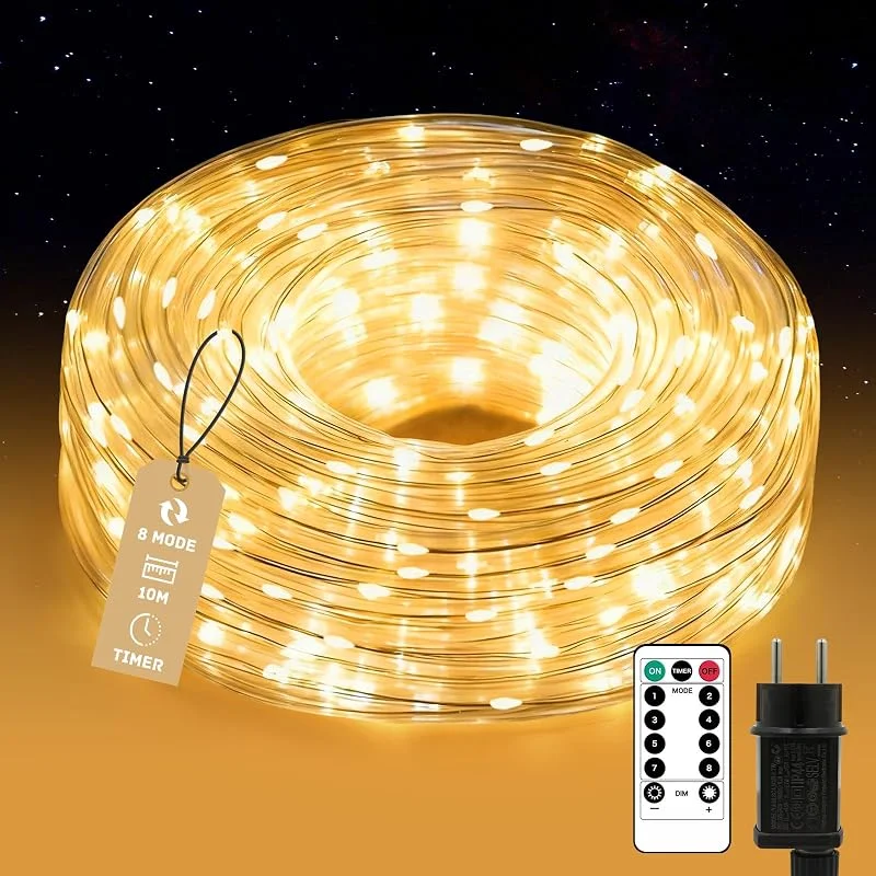 Visita la tienda de Auting Auting Tubo Luz Exterior 13M 200LED Mando Temporizador IP65 Regulable — Luces Navidad