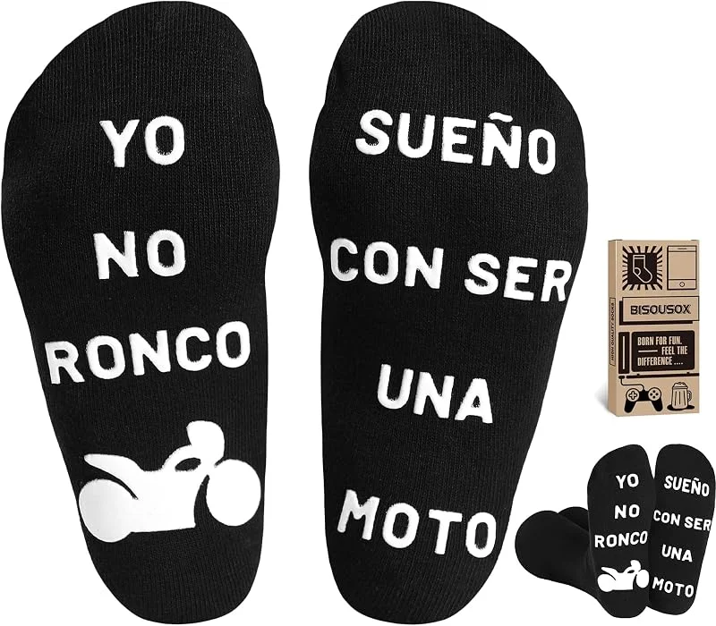Visita la tienda de BISOUSOX BISOUSOX Regalos para Hombre Papá Ronco Moto Calcetines Hombre Divertidos Talla 39-46 Algodón Calcetines Antideslizantes Cumpleaños Dia Del Padre Regalos — Decoracion Navidad