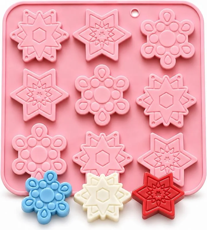 PTaizjjz Moldes de silicona con forma de copo de nieve, 1 paquete — Hogar y cocina