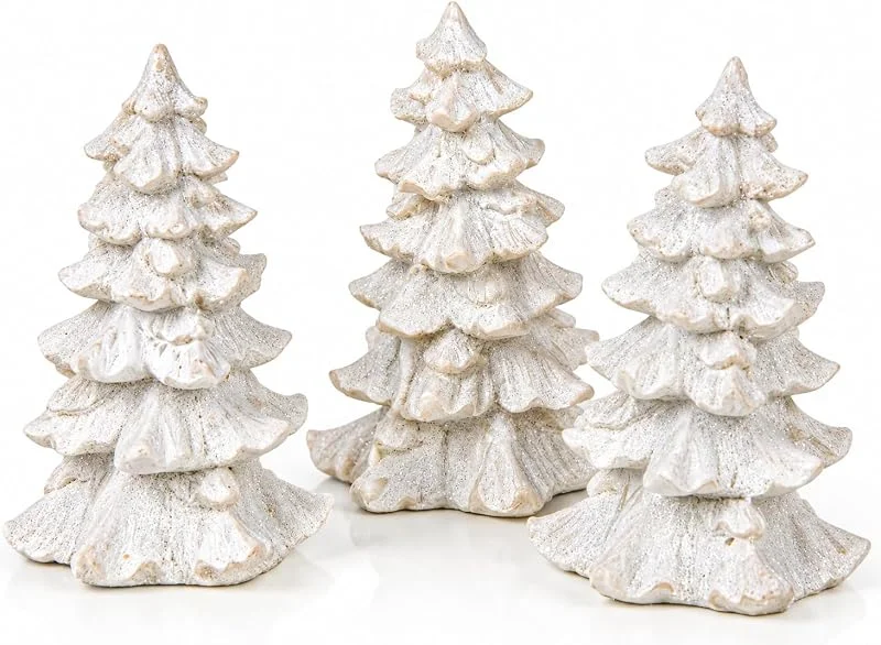 Visita la tienda de Logbuch-Verlag Logbuch-Verlag 3 pequeños árboles decorativos de Navidad, 7, 5 cm, color blanco, figuras brillantes, decoración de mesa, pequeños regalos — Adviento y mesa
