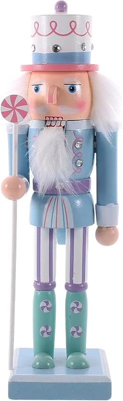 MAGICLULU Cascanueces De Madera Navideña Figuras De Cascanueces Rosa Y Azul para Decoración Navideña De Mesa para Fiestas Navideñas — Decoracion Navidad