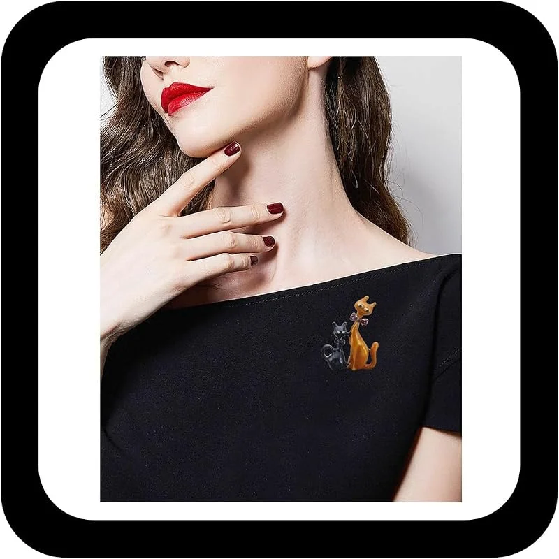 Wendalern Lindo Rhinestone Gato Broche Pin Diamante Cristal Gatito Esmalte Pin Clásico Animal Gato Solapa Insignias Traje Suéter Bufandas Accesorios Joyería Para Mujeres Amantes De Las Mascotas — Ropa Navidad