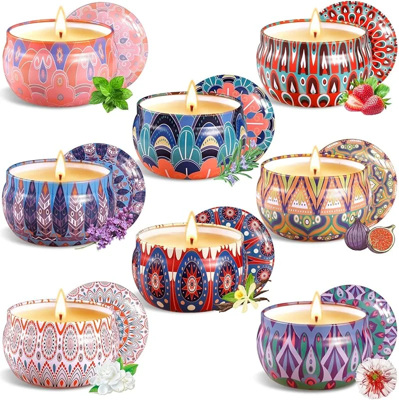 VIPNAJI Velas Perfumadas Juego de 8 piezas Vela Aromática Regalo de Velas de Aromaterapia Cera de Soja Natural, Juegos de Velas para Cumpleaños, Aniversario, Día de la Madre, Navidad, Regalos Mujer — Cena a la luz de velas