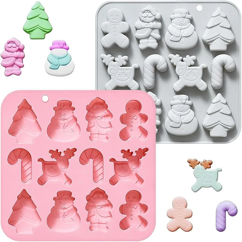 FCPEAG 2 Moldes Navidad Silicone, azul, rosa, alimenticio — Hogar y cocina