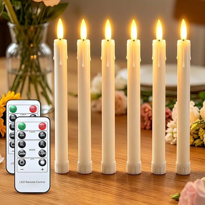 Visita la tienda de cimetech cimetech 6er Velas Led Efecto Llama cónicas sin llama — Cena a la luz de velas