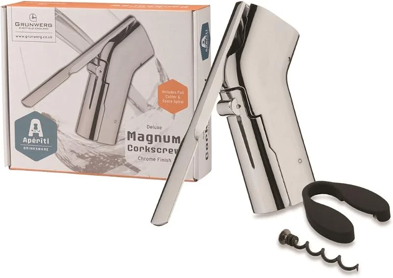 Visita la tienda de Grunwerg Aperiti Deluxe Magnum Palanca sacacorchos con Cortador de Papel de Aluminio, Plata — Vino y mesa festiva