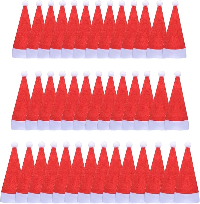 ZOOMPIL 40 mini gorros de Navidad, pequeños gorros de Papá Noel para decoración de mesa, cubertería de Papá Noel, soporte para cubiertos de Navidad, para huevos, botellas decorativas — Ropa Navidad