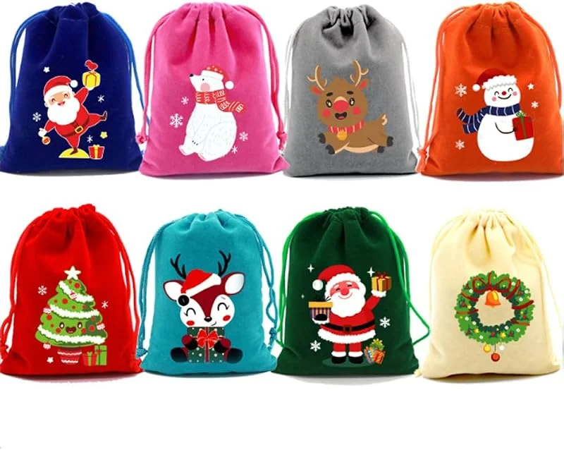 ViLiyDuo 16 piezas Bolsas de Navidad, Bolsas de Regalo Multifuncionales, Pequeñas Bolsas de Regalo, para Envolver Regalos, Dulces, Accesorios para Fiestas — Envoltorio regalo