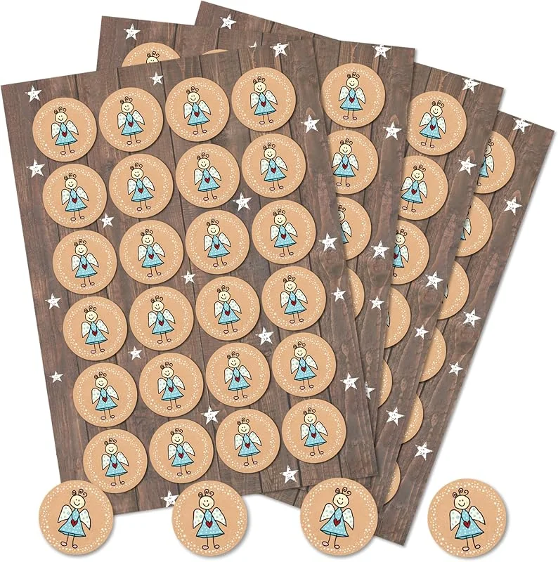 Visita la tienda de Logbuch-Verlag Pegatinas navidad ángeles, 96 unidades: stickers navideños redondos Ø 4 cm, etiquetas adhesivas para regalos, sobres, tarjetas y manualidades, pegatina infantil decorativa — Envoltorio regalo