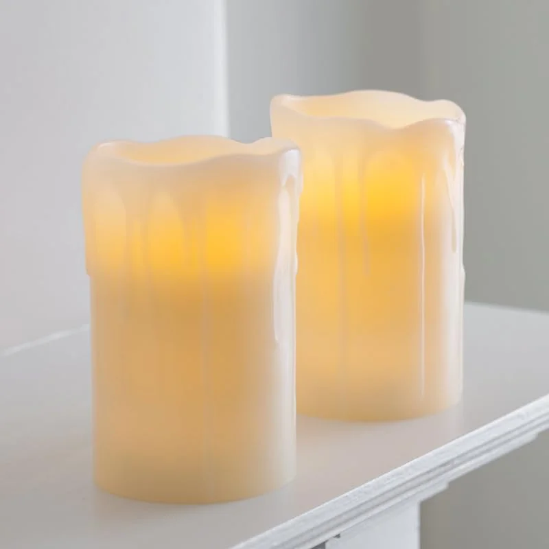 Visita la tienda de Lights4fun Lights4fun - Conjunto de 2 Velas LED de Cera con Temporizador para Uso en Interiores — Cena a la luz de velas