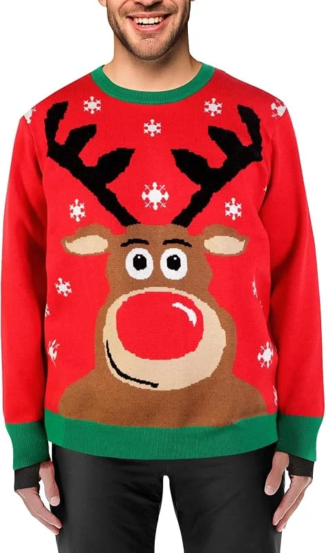XiaoMoSha Suéter feo unisex de Navidad para mujeres y hombres, suéter de punto feo a juego para hombres, mujeres y niños — Ropa Navidad
